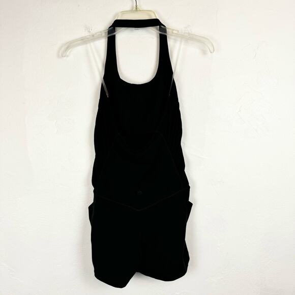 Athleta Mesh Me Up Athletic Athleisure Halter Onsie Shorts Bodysuit Black Size S - Picture 8 of 14